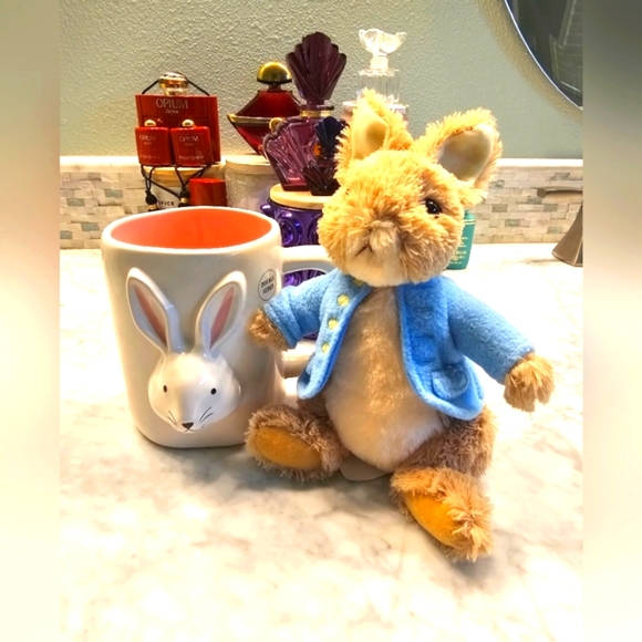 NWT RAE DUNN DINING EASTER BUNNY HOP TO IT WHITE, PINK CERAMIC MUG - Picture 2 of 12